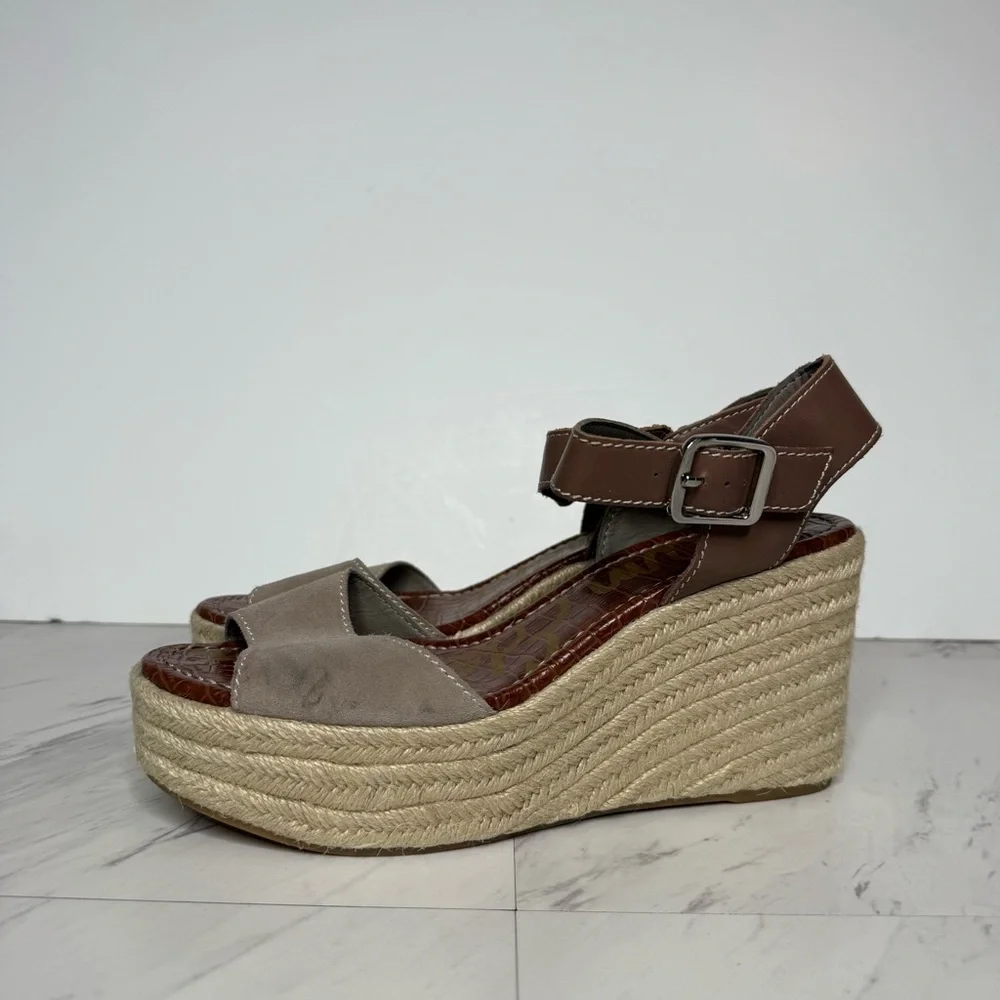 Sam Edelman Dimitree Gray Suede Espadrille Wedge Sandal 10M